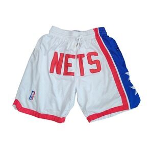 Just Don NBA Brooklyn Nets Basketball Shorts White Red Blue Mens Size Medium